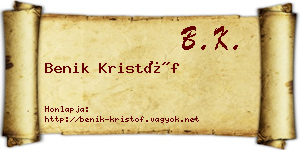 Benik Kristóf névjegykártya