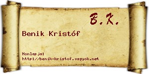 Benik Kristóf névjegykártya